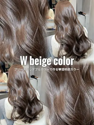 セミロング カラー ヘアアレンジ ブリーチなしW🎀 髪質改善／はのんのヘアスタイル