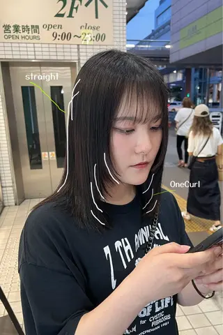 ミディアム 韓国ボブ/縮毛矯正 /レイヤーカットのヘアスタイル