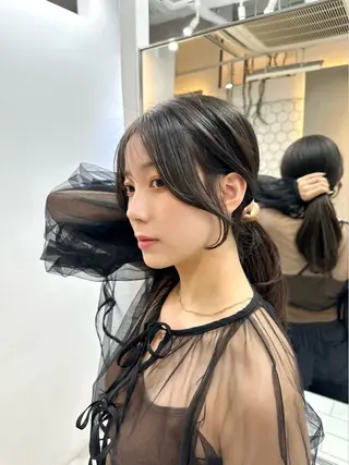 ロング カラー ミディアムレイヤー 添田晃基のヘアスタイル