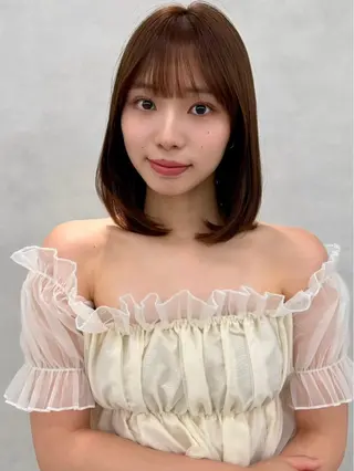 ミディアム カラー ヘアアレンジ ✨レイヤー/ 透明感カラー✨冨永剛のヘアスタイル