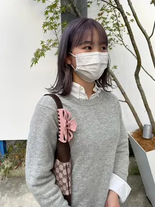 セミロング カラー ヘアアレンジ 小顔レイヤー×コンパ クトボブ/林隆平のヘアスタイル