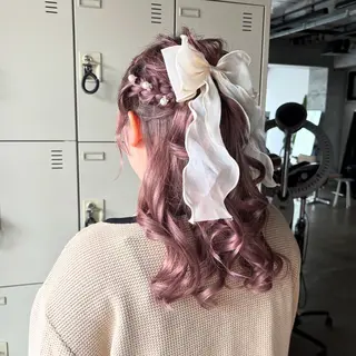 セミロング ヘアアレンジ 透明感カラー/赤み消 しカラー/もものヘアスタイル