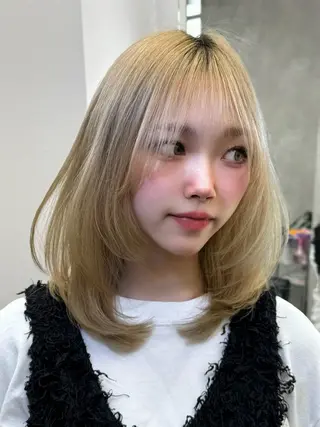 ミディアム 水光カラー/ブリーチ ⛓️京都/Rionのヘアスタイル