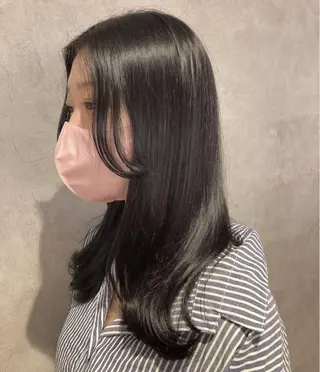 セミロング カラー スキバサミを使わない カット🌼唯🌼のヘアスタイル