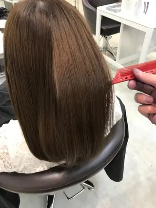 セミロング カラー 白髪ぼかし、髪質改善 富田隼仁のヘアスタイル