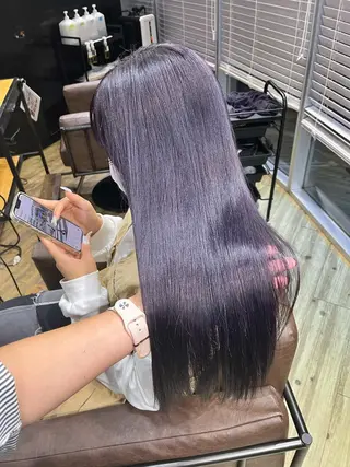 ロング カラー ミルクティーベージュ ブリーチ 店長 清水のヘアスタイル