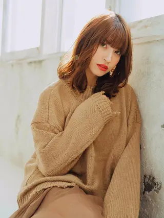 セミロング パーマ 小川 舜人のヘアスタイル