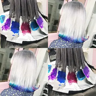 ミディアム カラー ヘアアレンジ TAKUMAブリーチ /切りっぱなし🪽のヘアスタイル