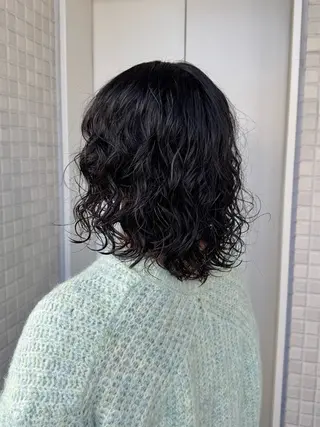 ミディアム パーマ 縮毛矯正/エクステ /艶カラー/ヘアメのヘアスタイル