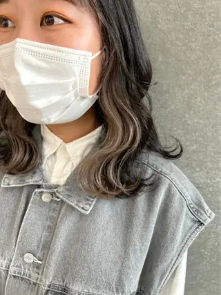 ミディアム カラー 髪質改善/縮毛矯正/ レイヤーカットななこのヘアスタイル