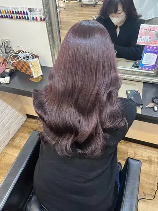 ロング カラー ヘアアレンジ きむえり/髪質改善 /うねり広がり改善のヘアスタイル