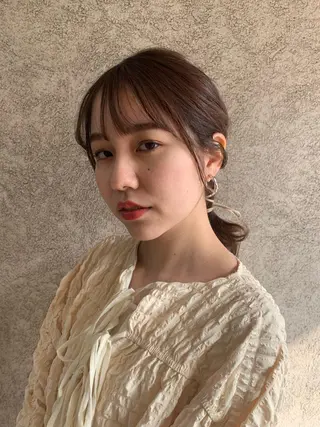 セミロング カラー hub hair レイヤー/透明感のヘアスタイル