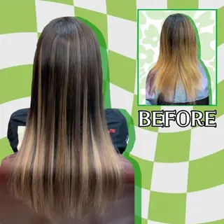 セミロング ❤️‍🔥シールエク ＋カラー京❤️‍🔥のヘアスタイル