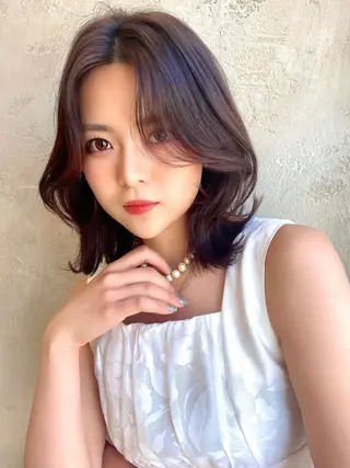ミディアム カラー パーマ ヘアアレンジ 🌈小顔似合わせ SHIHO🌈のヘアスタイル