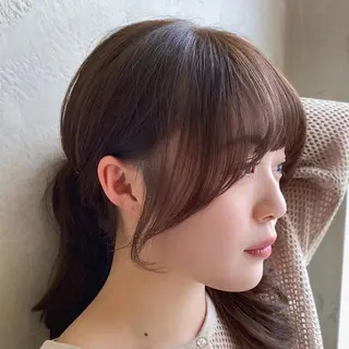 セミロング カラー 顔まわりカット🌟 くびれヘア/寺門遥輝のヘアスタイル