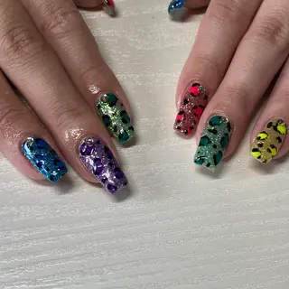 ロング カラー ネイル 下道 舞優のネイルデザイン