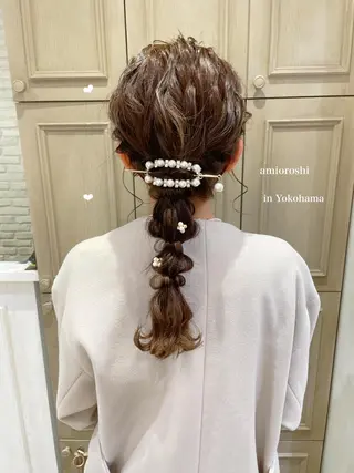 セミロング ヘアアレンジ シールエクステ横浜 🐏☁️miminaのヘアスタイル