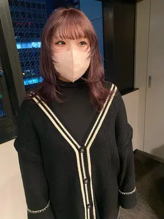 ミディアム カラー パーマ ヘアアレンジ デザインカラー/ボブ ブリーチカラー/ユリのヘアスタイル