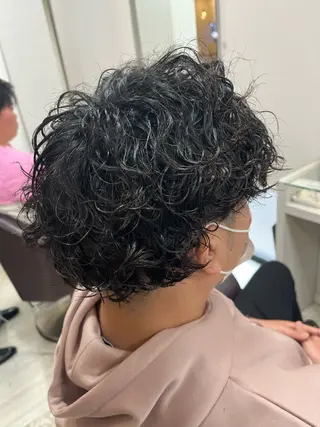 ショート パーマ メンズ 奥野 理香子のヘアスタイル