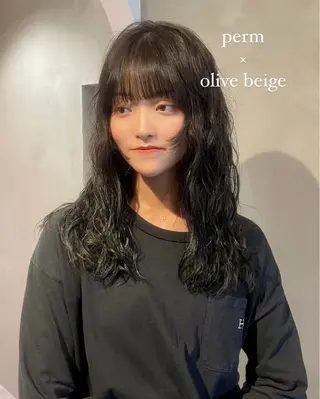 ロング カラー パーマ カノン/透明感カラー /酸性ストレートのヘアスタイル