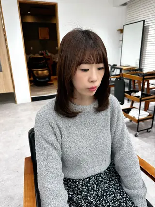 セミロング カラー パーマ ヘアアレンジ メンズ キッズ 骨格レイヤーカット 🌿美髪縮毛矯正のヘアスタイル