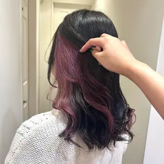 セミロング カラー ミユ🎀長さ出し 🎨デザインカラーのヘアスタイル
