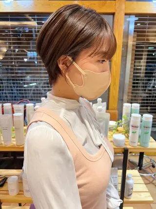 ショート カラー パーマ ヘアアレンジ メンズ キッズ 松岡彩華 ボブ /グレージュのヘアスタイル