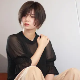 ショート カラー 薬院:今泉/上川美幸 ボブ/顔周りレイヤーのヘアスタイル