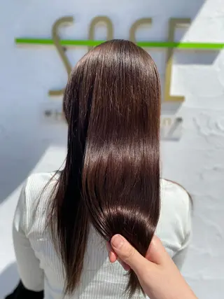 ロング 酸性ストレート/ブリ ーチなしWカラー河本のヘアスタイル
