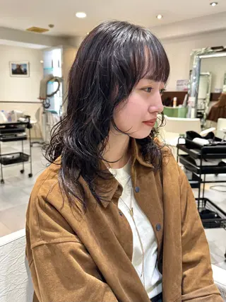 ロング パーマ デジタルパーマ 🌀ボブ　萩原　龍のヘアスタイル
