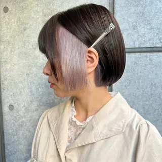 ショート カラー 癖毛救済✂️ボブ /髪質改善ストレートのヘアスタイル