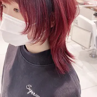 セミロング カラー ウルフカット ハッシュカット/七海のヘアスタイル