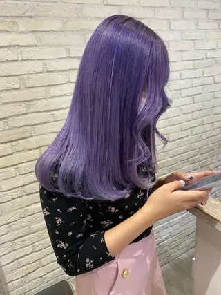 ロング カラー ミユ🎀長さ出し 🎨デザインカラーのヘアスタイル
