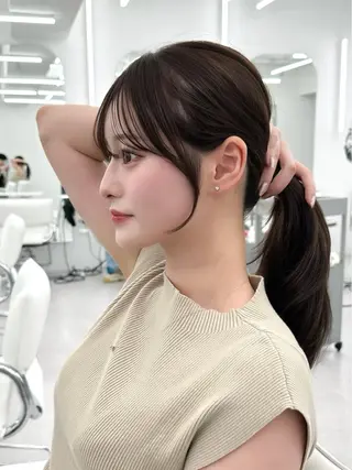 セミロング 前髪顔まわりカット 🌈中村海聖のヘアスタイル