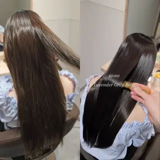 セミロング カラー 縮毛矯正をしている人 のためのカラーのヘアスタイル