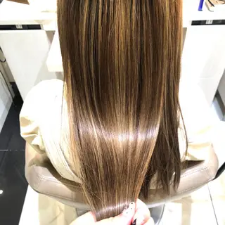 ロング 三箇島陽香/髪質改善 クロスパーマ縮毛矯正のヘアスタイル