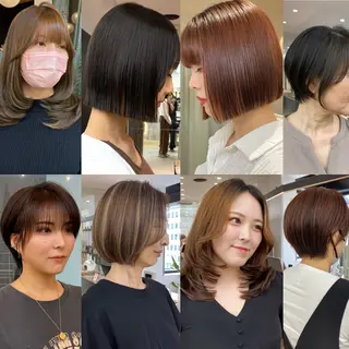 ショート カラー レイヤーボブ縮毛矯正 韓国RINAのヘアスタイル