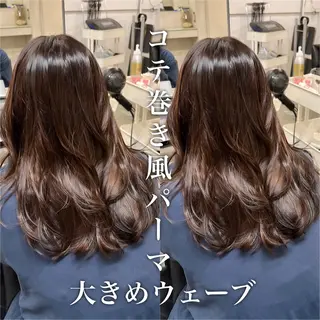 ミディアム カラー パーマ レイヤーカットのプロ 大人ヘア宮森貴志のヘアスタイル