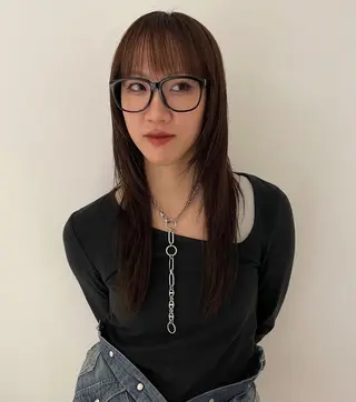 ロング ナチュラル/似合わせ /ベージュ/齋藤朱夏のヘアスタイル