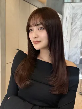 ロング ボブ/縮毛矯正 髪質改善/もえるのヘアスタイル