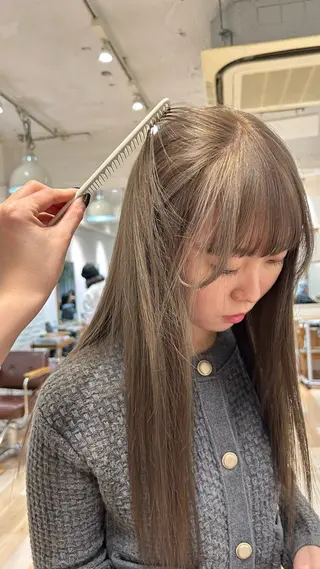 セミロング カラー じゅわっと暖色カラー 🍊Moemiのヘアスタイル