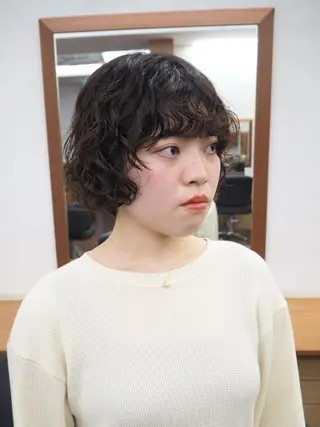 ミディアム パーマ 似合わせレイヤー/ パーマヘア/高倉のヘアスタイル