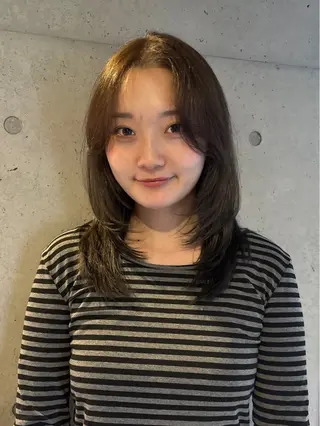 ミディアム カラー 韓国ヘア/wカラー レイヤー/RIN🎀のヘアスタイル