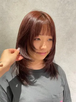 セミロング カラー yumemiレイヤー ‎✴︎ 透明感カラーのヘアスタイル