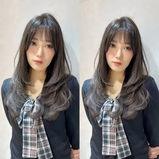 ミディアム カラー ブリーチなし/韓国風 /レイヤー/山口のヘアスタイル