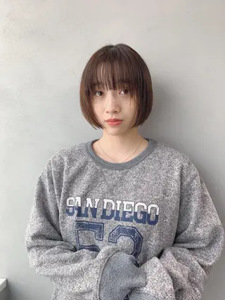 ショート カラー ボブパーマコテ巻き風 パーマNo1深江秀平のヘアスタイル