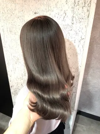 セミロング カラー 🫧小顔顔周りカット レイヤー/縮毛/白倉のヘアスタイル