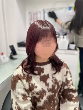 ミディアム カラー トレンド暖色ヘア🍒 miu🍒のヘアスタイル