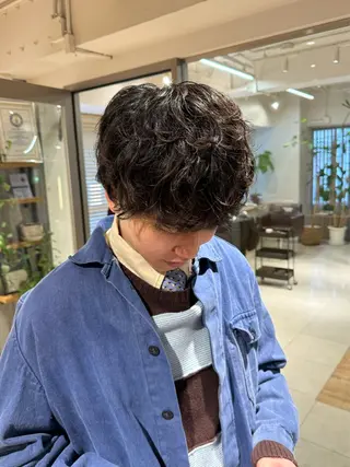 ショート パーマ メンズ 🍪ﾖｼｲﾊﾙﾈ🍪 ﾗﾍﾞﾝﾀﾞｰｶﾗｰのヘアスタイル