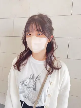 ミディアム カラー ヘアアレンジ フルガキ ハルカ天神美容室のヘアスタイル